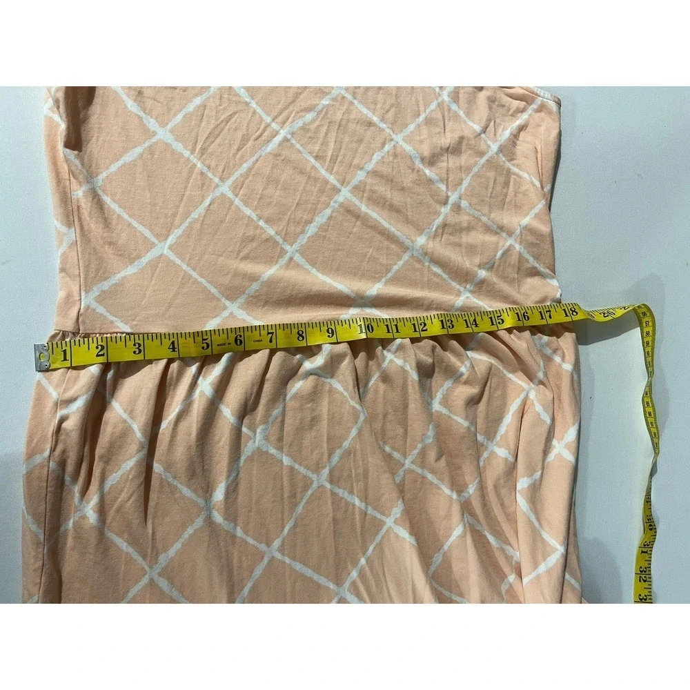 Lands' End Sleeveless Maxi Tiered Dress Peach Cotton Jersey Knit Beach Sz Medium